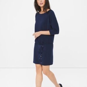 🌸2/$25 WHBM Navy Dolman Sleeve Blouson Dress Shimmer Lined